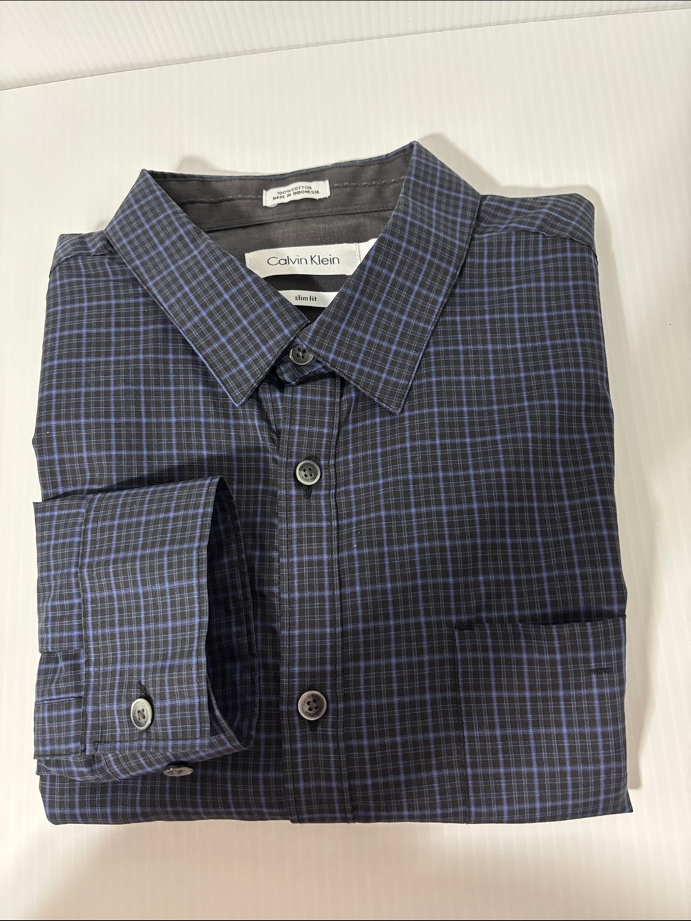 Calvin Klein Men Shirt Slim Fit Long Sleeve Button-Up Convertible Roll Up Sleeve